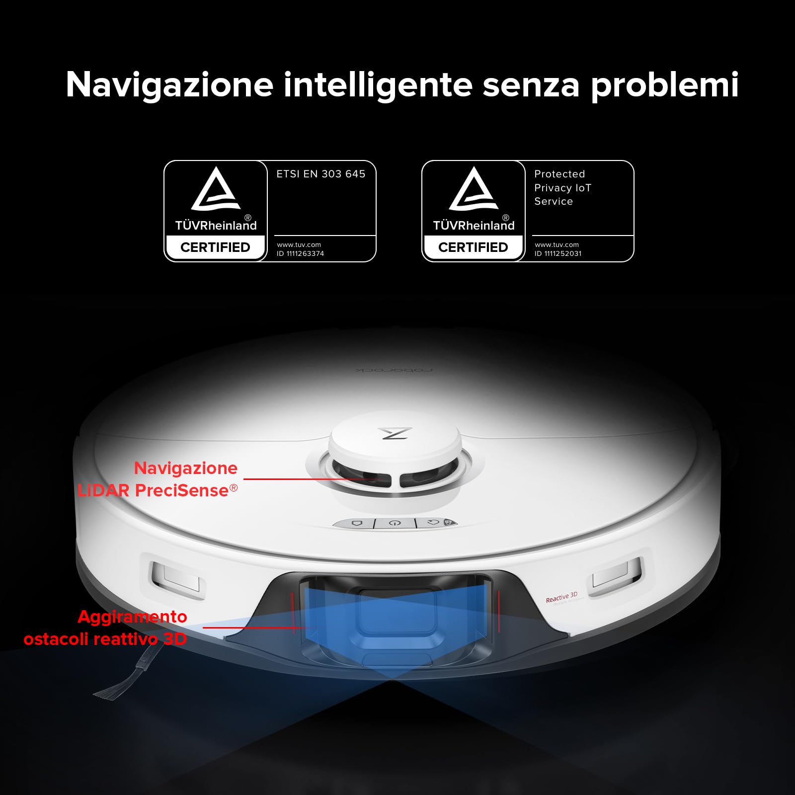 roborock S8 Pro Ultra Robot Aspirapolvere Lavapavimenti, Svuotamento/Lavaggio/Asciugatura/Pulizia Della Stazione/Rabbocco Automatico, Reattivo 3D, 6000Pa (Ricondizionato)