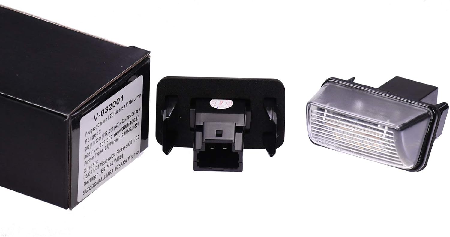 VINSTAR LED Number Plate Light E-Approved CAN-Bus 18 LEDs per Module 6000 Kelvin for Citroen Peugeot (all suitable models in the product description)