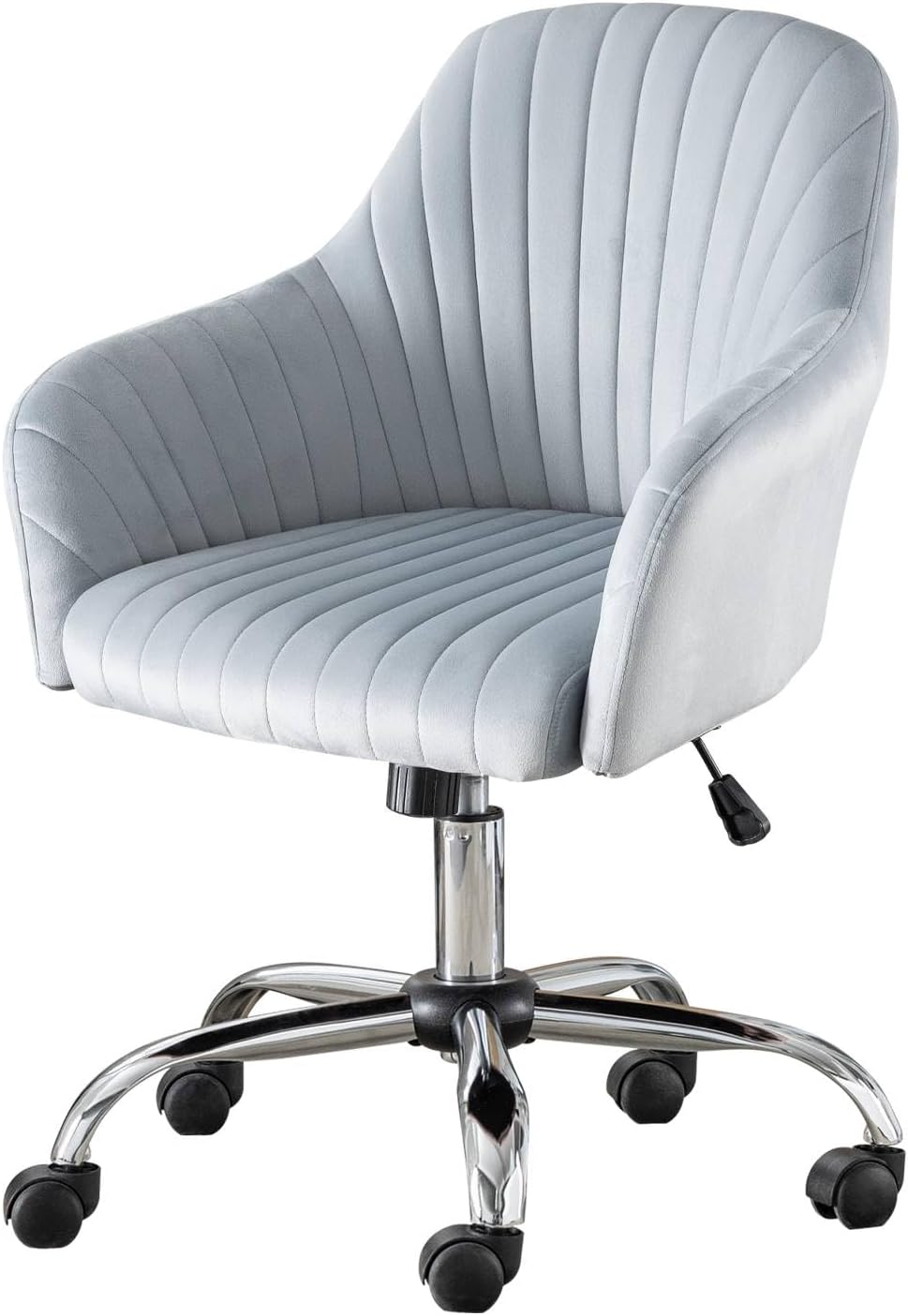 Warmiehomy Velvet Home Office Desk Chairs with Wheels Swivel Cute Vanity Chairs Height Adjustable Ergonomic Computer Task Chair, Dark Gray