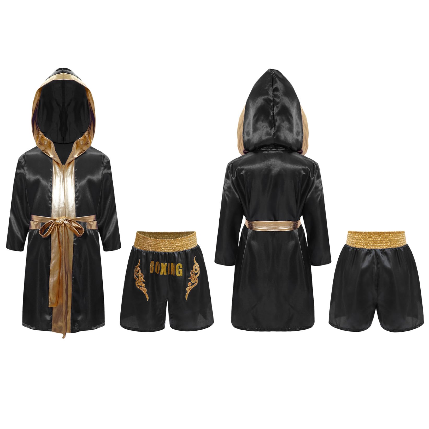 Mufeng Batas de Boxeo con Capucha, Kickboxing, Pantalones Cortos, Con Lentejuelas, Capa Abierta, 5-16 Años