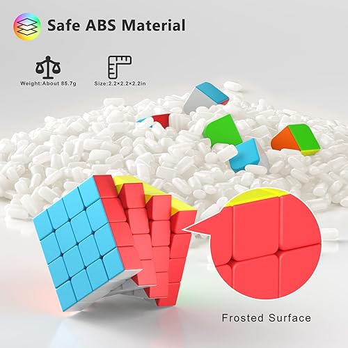 Miniatura 2 de Vdealen Juego de cubos de velocidad 2 x 2 3 x 3 4 x 4 5 x 5 pulgadas paquete de cubos mágicos brillantes rompecabezas de cubo con embalaje de regalo