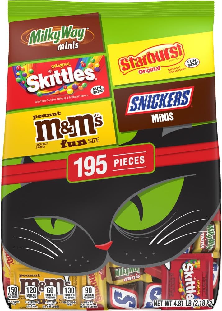 M&M's, Snickers & More Mini and Fun Size Halloween Candy, Assorted Chocolate Candy Variety Pack, 195 Ct Bulk Bag