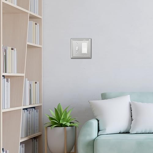 Vista 69 de Adler - Cubierta cuádruple para interruptor de luz decorativa Adler, placa de pared de metal, paquete de 2 unidades, níquel cepillado de 4