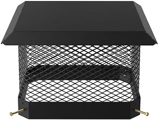 13"x18" Chimney Cap with Spark Arrestor - Galvanized Steel Single Flue Cover, Bolt-On Weatherproof Hood for Clay Tile, Rain & Animal Resistant Vent Cap with Mesh