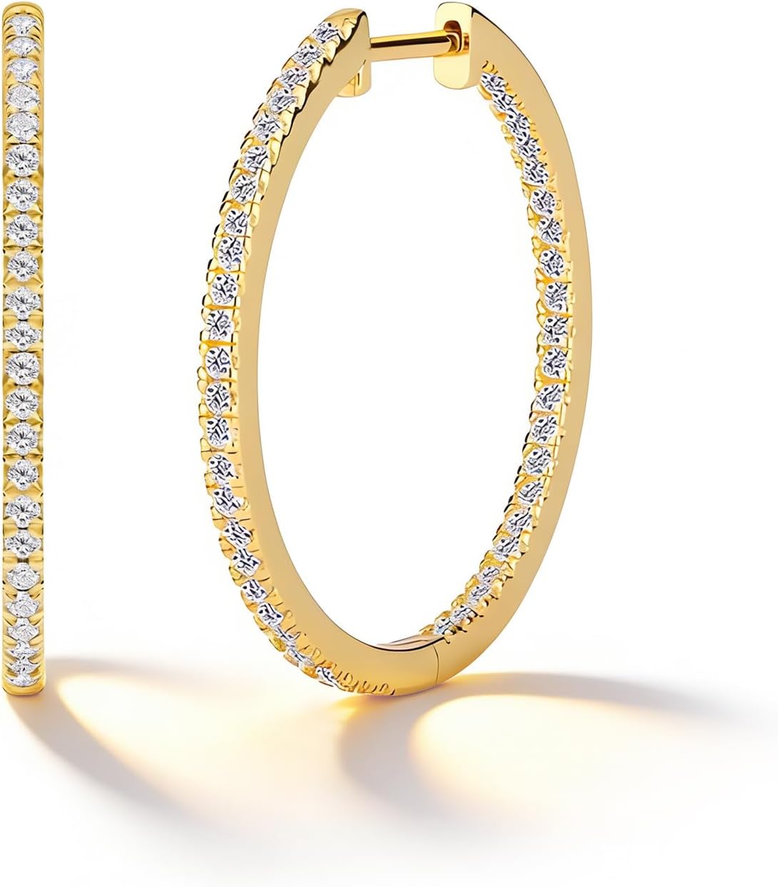 Women's 14K Gold Plated Small Hoop Earrings Hypoallergenic Cubic Zirconia Earrings Fashion Lightweight Cartilage Gold Hoop Earrings, Sterling Silver, Cubic Zirconia (14K)