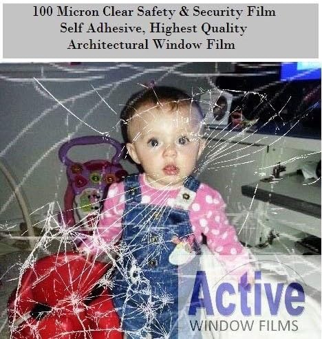 Clear Safety & Security Window Film (Anti Shatter Glass Protection) (100cm x 1 metre - 10 metre) (100cm x 5 metre)