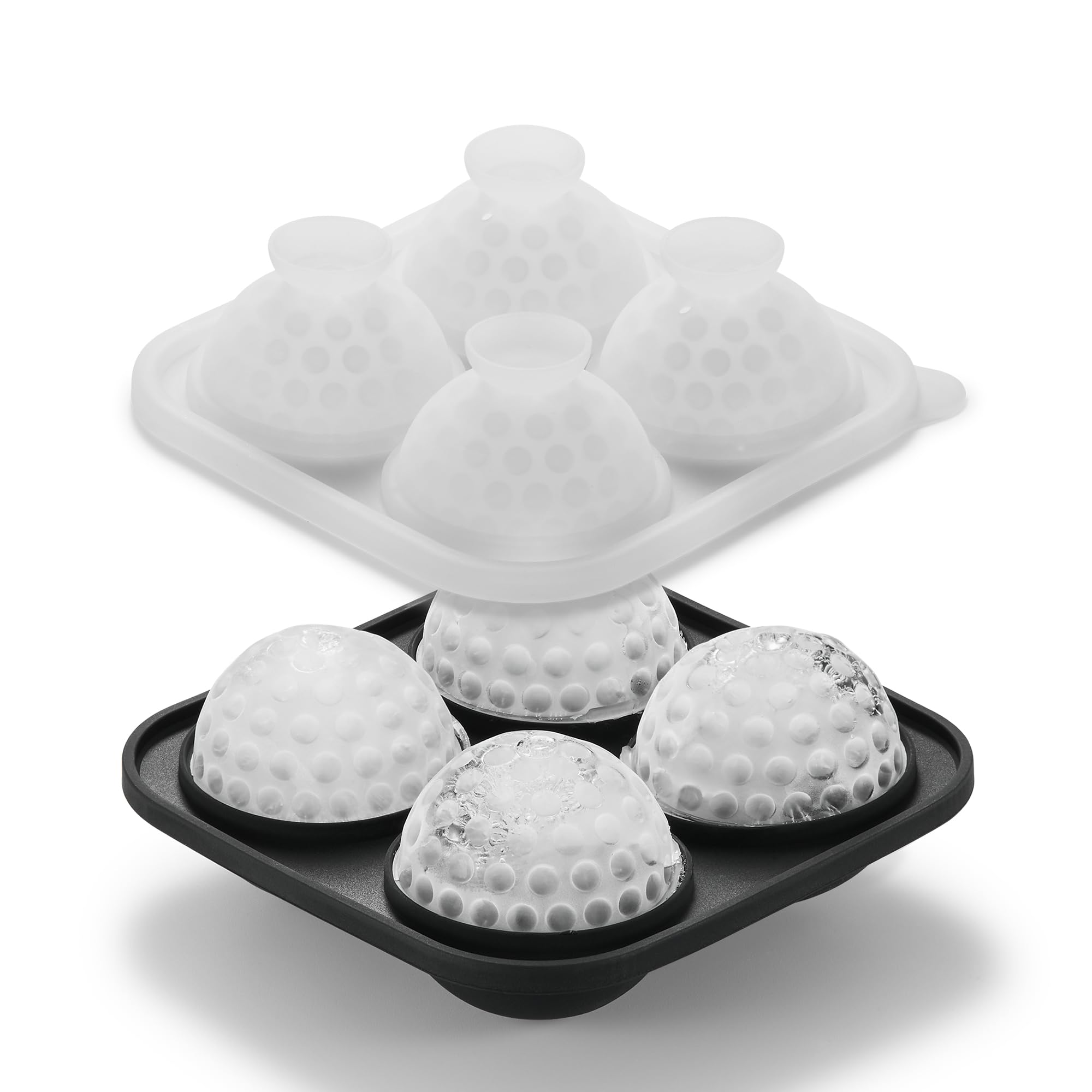 ACOOKEE Eiswürfelform für Golfbälle, 5,6 cm, große Kugel, runde Eiswürfelform für Cocktails, Whiskey, Bourbon Chilling, 4 Löcher, lustige Formen, große Silikon-Eiswürfelformen