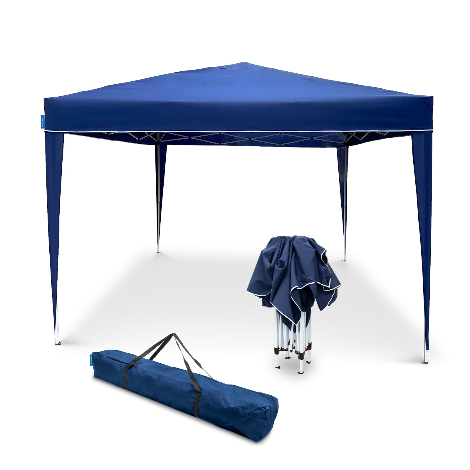 Goodyear - Carpa Plegable de Jardín 3x3m, Cenador Exterior de Acero Robusto, Impermeable con Protección UV30+, Gazebo Plegable para Eventos y Terraza, Incluye Bolsa de Transporte y Estacas (Azul)