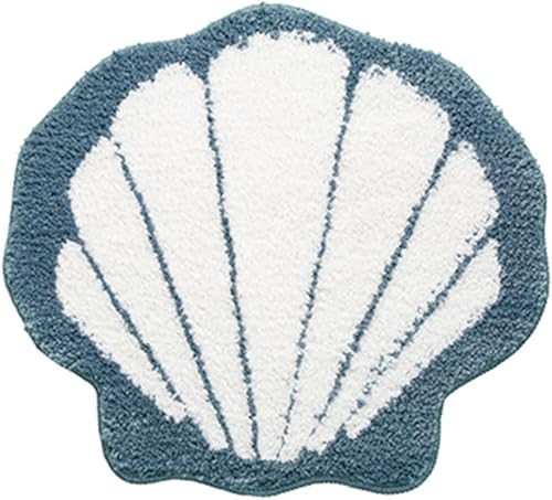 Miniatura 2 de XYRuiHang Lindas alfombras de baño con forma de concha, peludas, esponjosas, irregulares, antideslizantes, absorbentes, para bañera, cómodas y