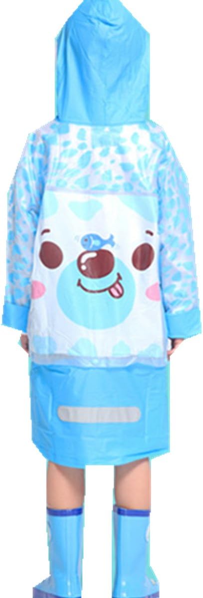 Children's Kids Teens Jacket Rain Poncho Raincoat Hooded School Bag Cover Rainwear