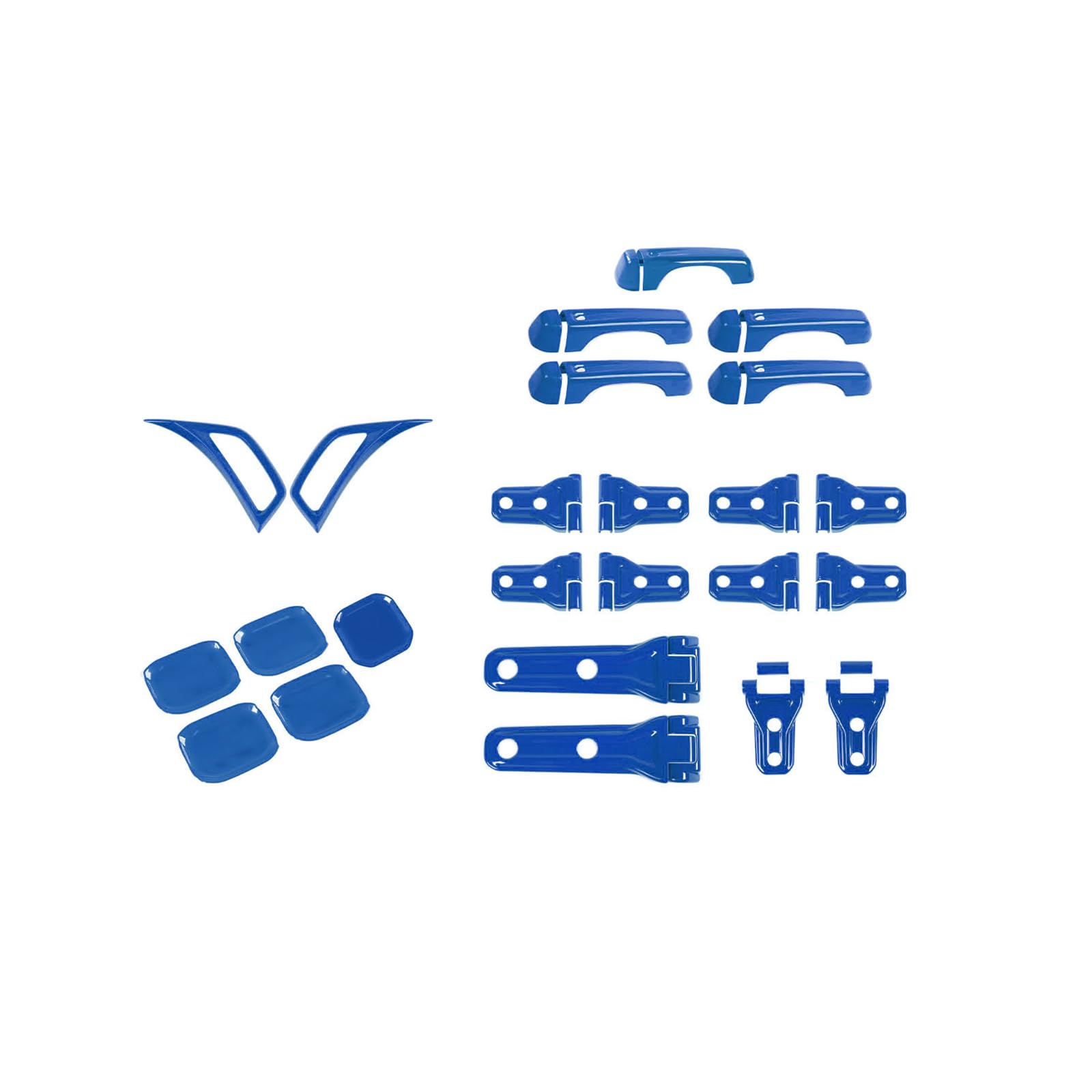 24PCS Full Set Exterior Decoration Trim Kit Fit for 2018-2025 Jeep Wrangler JL JLU 2/4 Doors, Door & Hood Hinge Covers Door Handle Side Vent Tailgate Hinge Cover Trim(Blue)