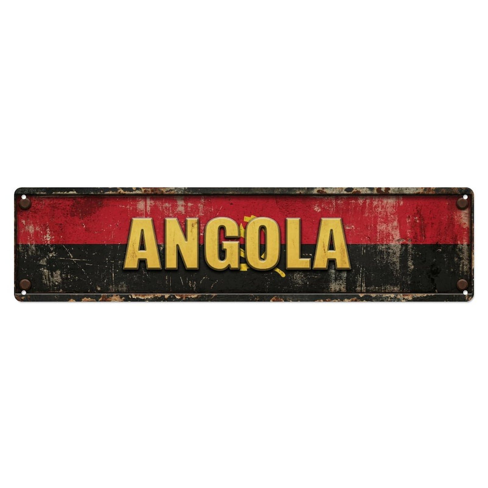 Metal Tin Sign Vintage Angola Flag Pattern