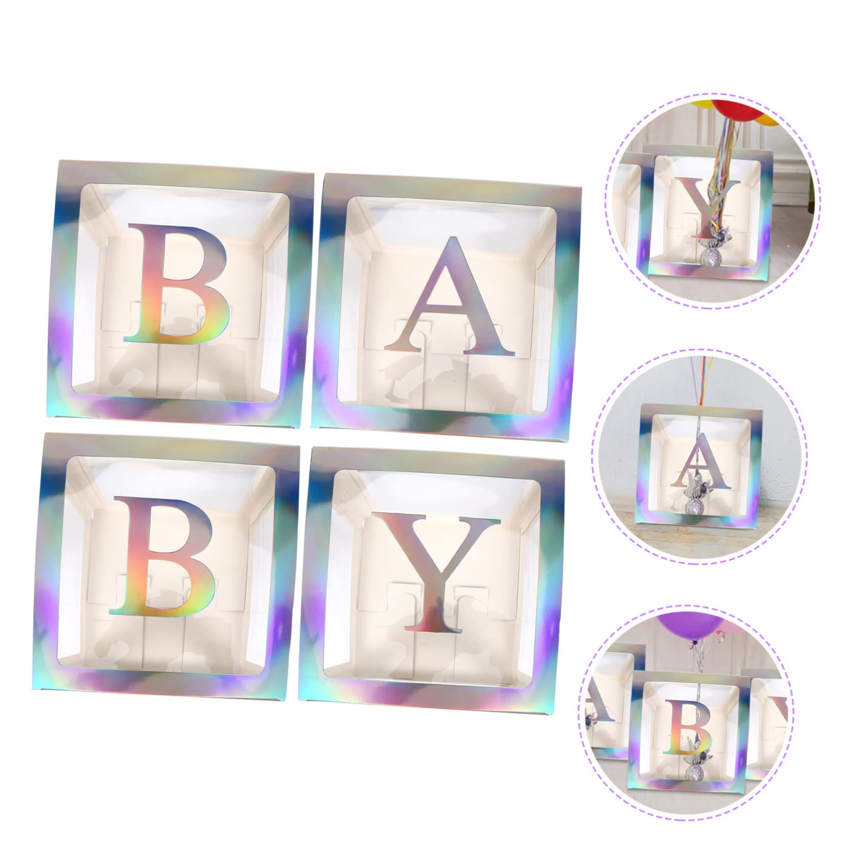 Transparente Babyparty Boxen aus Papier mit Silber Buchstaben