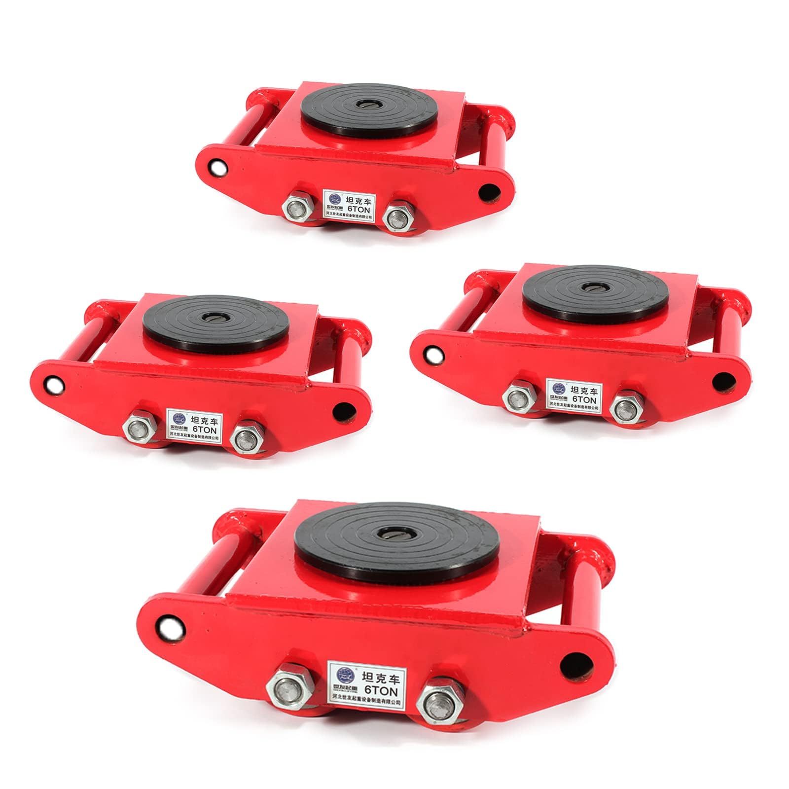 4pcs Heavy Duty Dolly - Industrial Machinery Mover - 13200lbs Machinery Skate Dolly - 6T Heavy Duty Machine Dolly Skate with Steel Rollers Cap for Industrial Moving Equipment