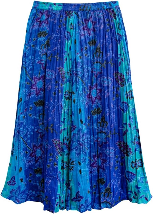 LA CERA Women's Crinkled Reversible Printed Skirt, Flowy Midi Skirt, Floral Midi Skirts, 100% Cotton, Machine Wash