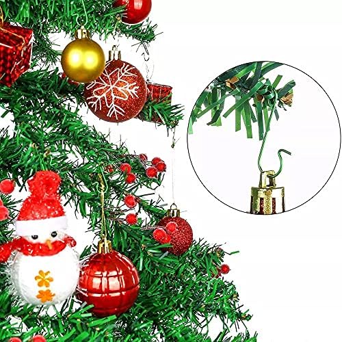 PLCatis Green Christmas Tree Ornament Hooks 120-Pack Bendable Christmas Bauble Decoration Hooks 30x18mm Stainless Steel S-Shaped Hangers for Hanging Christmas Lights Stockings Ornaments