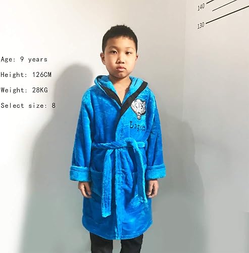 Miniatura 3 de Personalización privada Wolf Bordado Serie Albornoz Niños Camisón Niño Bata de casa