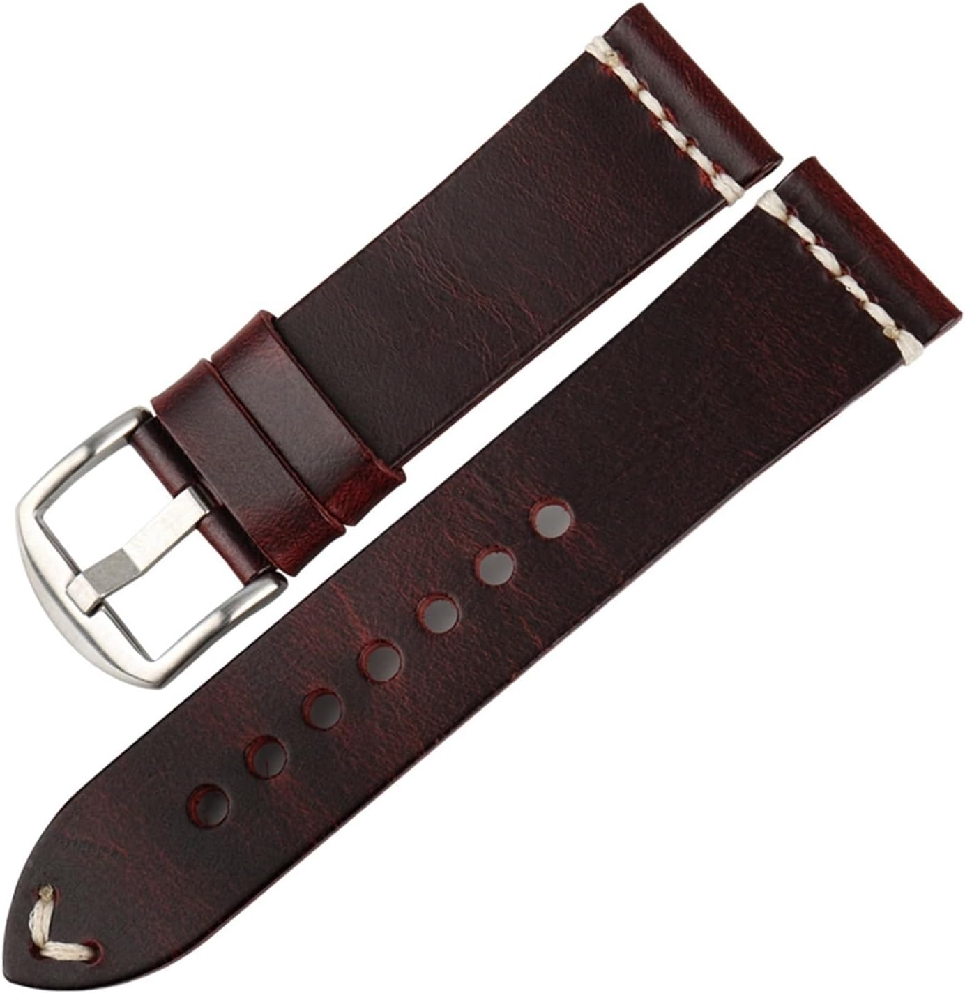 MJMT06 Genuine Cow Leather Watch Strap Handmade Watchbands Vintage Red Wristband Compatible with 20mm 22mm 24mm Band