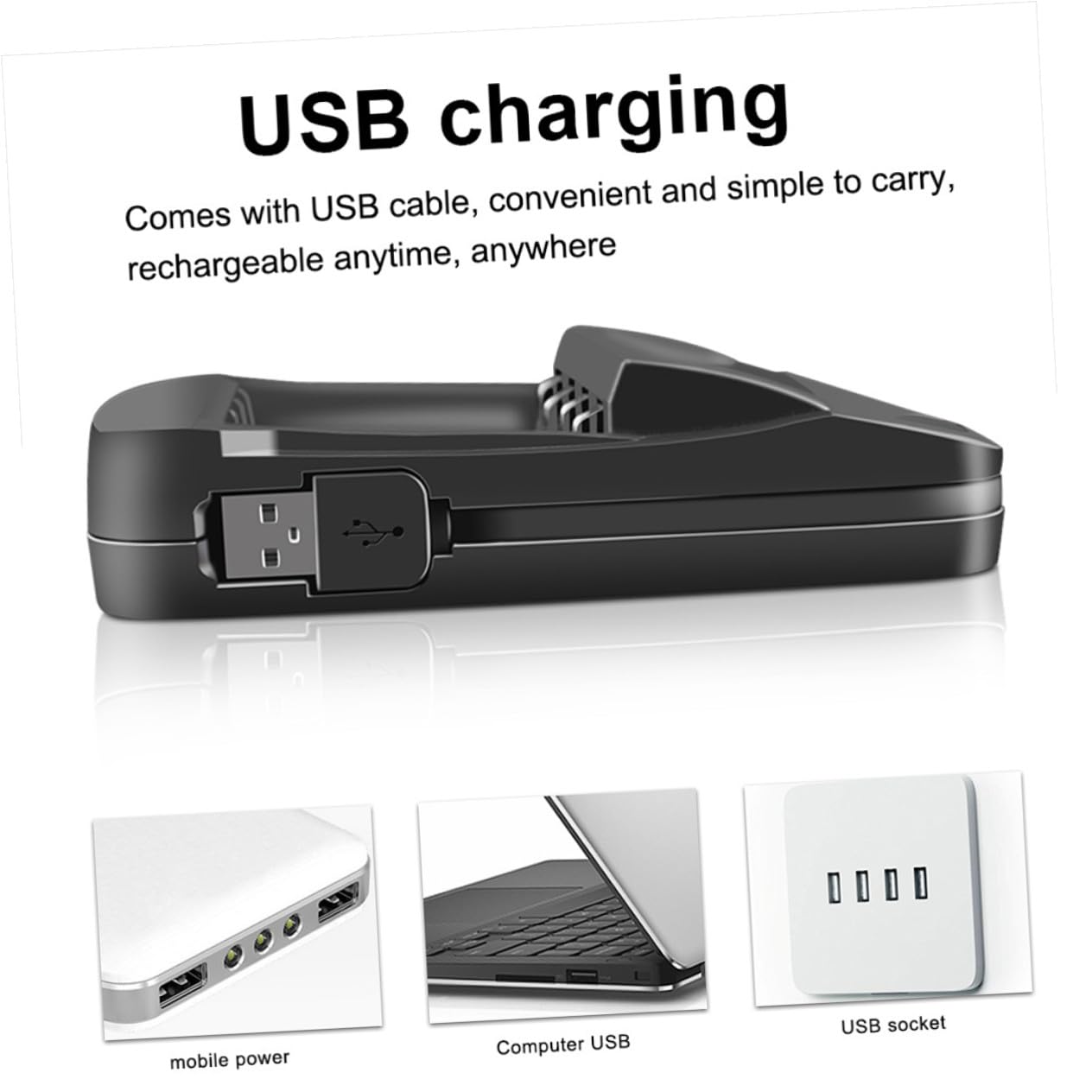 Cargador de Batería Inteligente LCD USB de 4 Ranuras | Abs Negro, 300mah 500mah 2000mah, Cable USB Incluido, Uso Doméstico y Función Multifunción