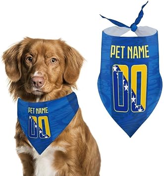 Custom Pet Scarf Polyester, Personalized Dog Bandana with Country Design and Name for The 2026 FIFA World Cup, Sports Jersey Style Pet Accessory Bosnia and Herzegovina