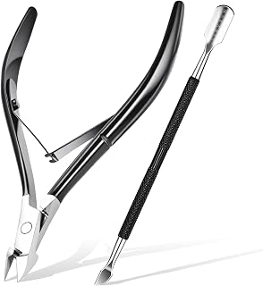 Makartt Cuticle Trimmer with Cuticle Pusher - Sharp Cuticle Nipper with Dual Spring, Ergonomic Handle, 7mm Blade & Dual-Ended Pusher for Nail Care & Gel Removal, Black