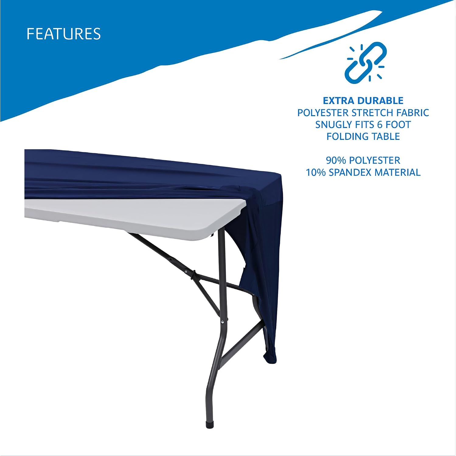Iceberg iGear Fabric Table Cover, Blue, 6', Open Sides