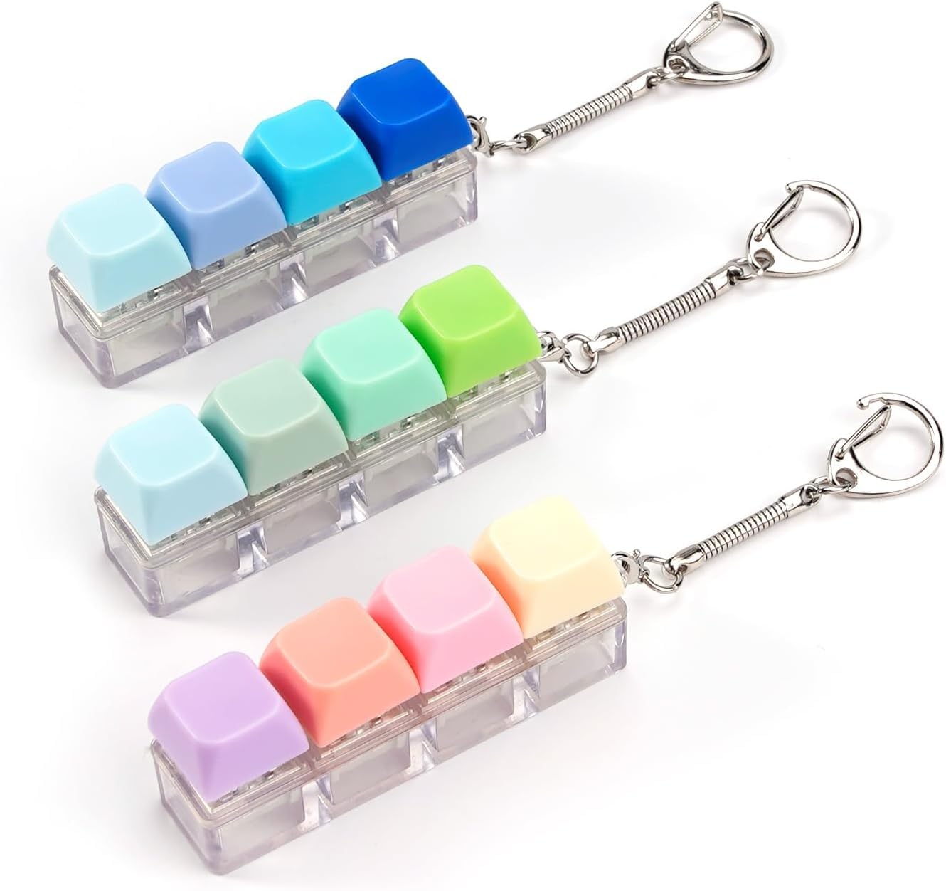 Quelcc 3 Pcs Keyboard Fidget Toy, 4-Button Fidget Toys, Stress Relief Fidget Toys Adults, Funny Fidget Keyboard, Keyboard Clicker Fidget Toy, Fidget Keyring, Fidget Clicker, Clicky Keyboard Fidget Toy