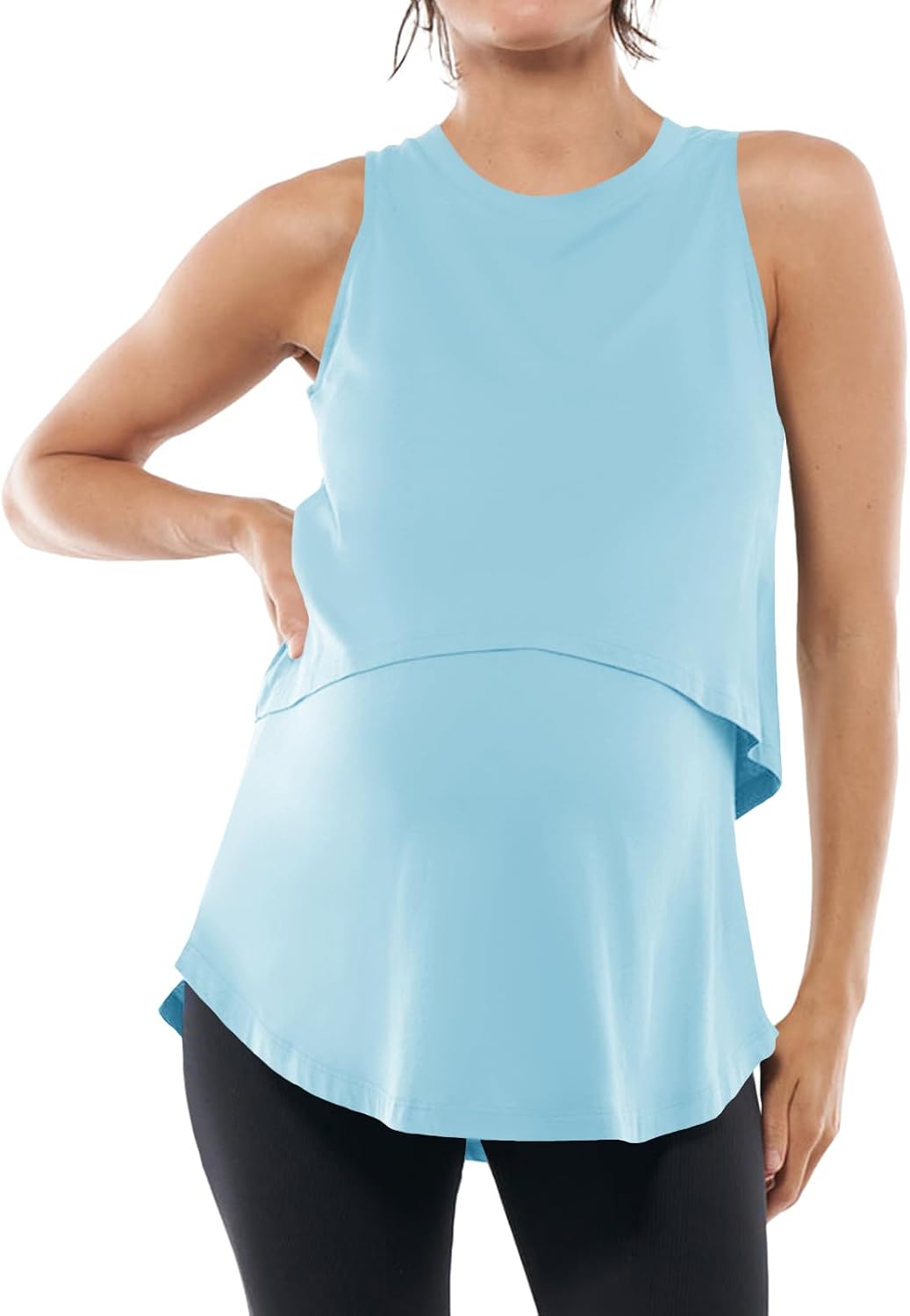 Tankaneo Womens Summer Maternity Nursing Tank Tops Sleeveless Double Layer Breastfeeding Shirt Pregnancy Clothes