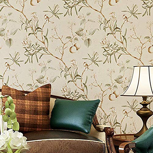 Papier peint fleurs et oiseaux rétro modèle Apple Tree Corridor de luxe