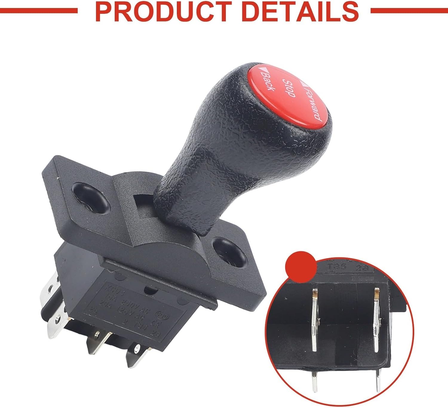 Forward/Reverse Push Switch 6V and 12V Children's Ride- Cars – Replacement Control Switch with 6-Connector, Red & Black, Compatible with - and Fixed Models(D)
