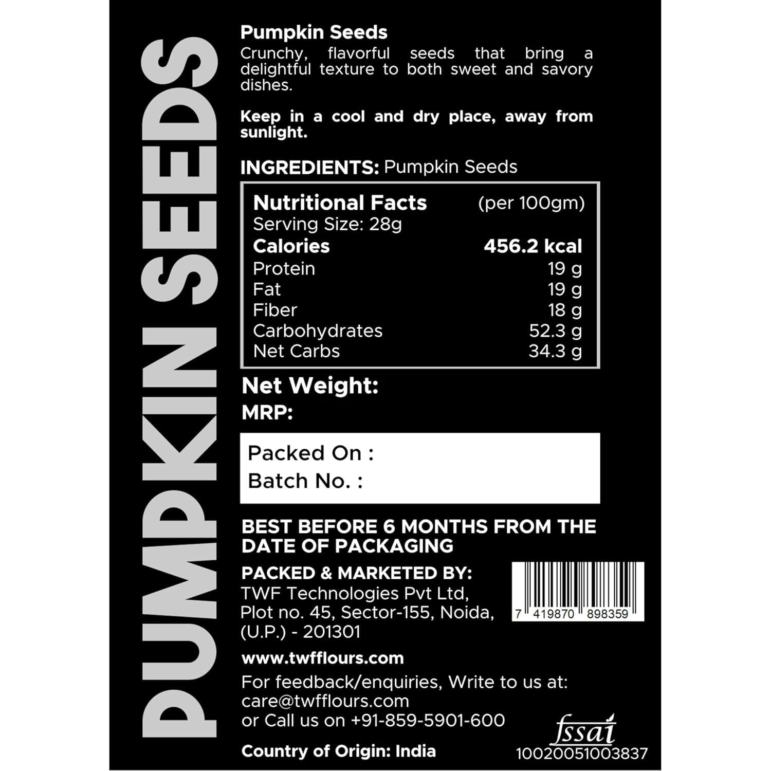 TWF Virgin Pumpkin Seeds | 500g | AAA Grade Seeds for Eating | High Protein, Fibre & Magnesium | Raw | Unroasted | Unsalted | Highest Natural Potency | Resealable Pack | Healthy Diet Snacks 4