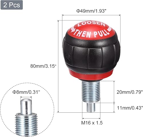 Miniatura 2 de uxcell Perillas de resorte de pasador de tracción Piezas de repuesto para equipo de tornillo de ajuste de altura de fitness en