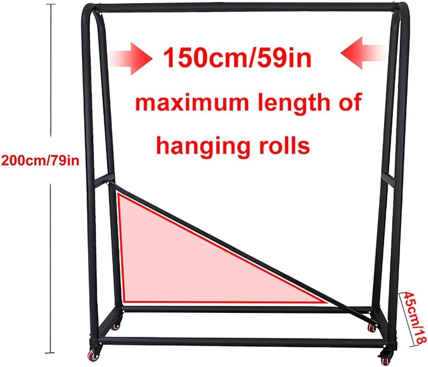 Adjustable Fabric Roll Storage Rack with Movable Cart - Holds 18 Rolls of Vinyl, Leather, Window Film & Wallpaper - Ideal for Crafting, Sewing & Organization