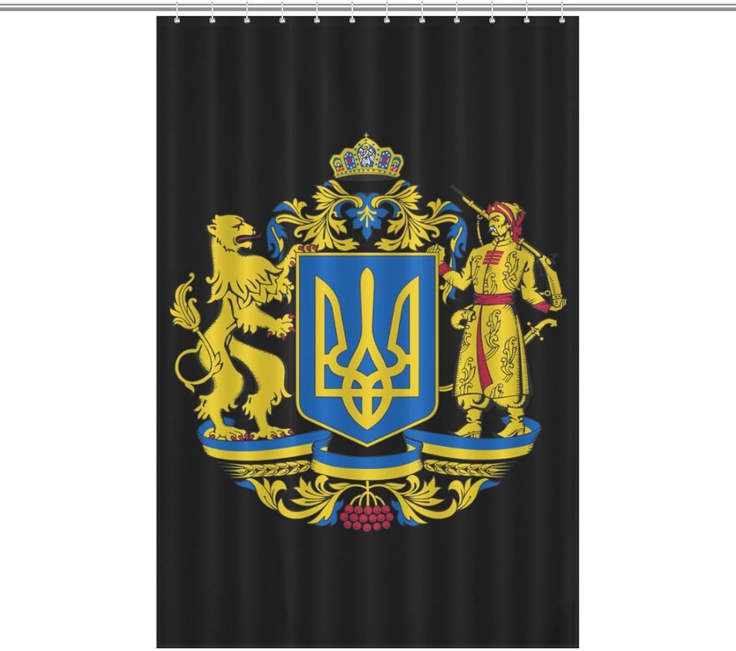 Ukraine Coat of Arms Funny Shower Curtains Washable Bath Curtain Liner with Hooks for Bathroom Bath Tubs 48x72Inch（122x183cm）