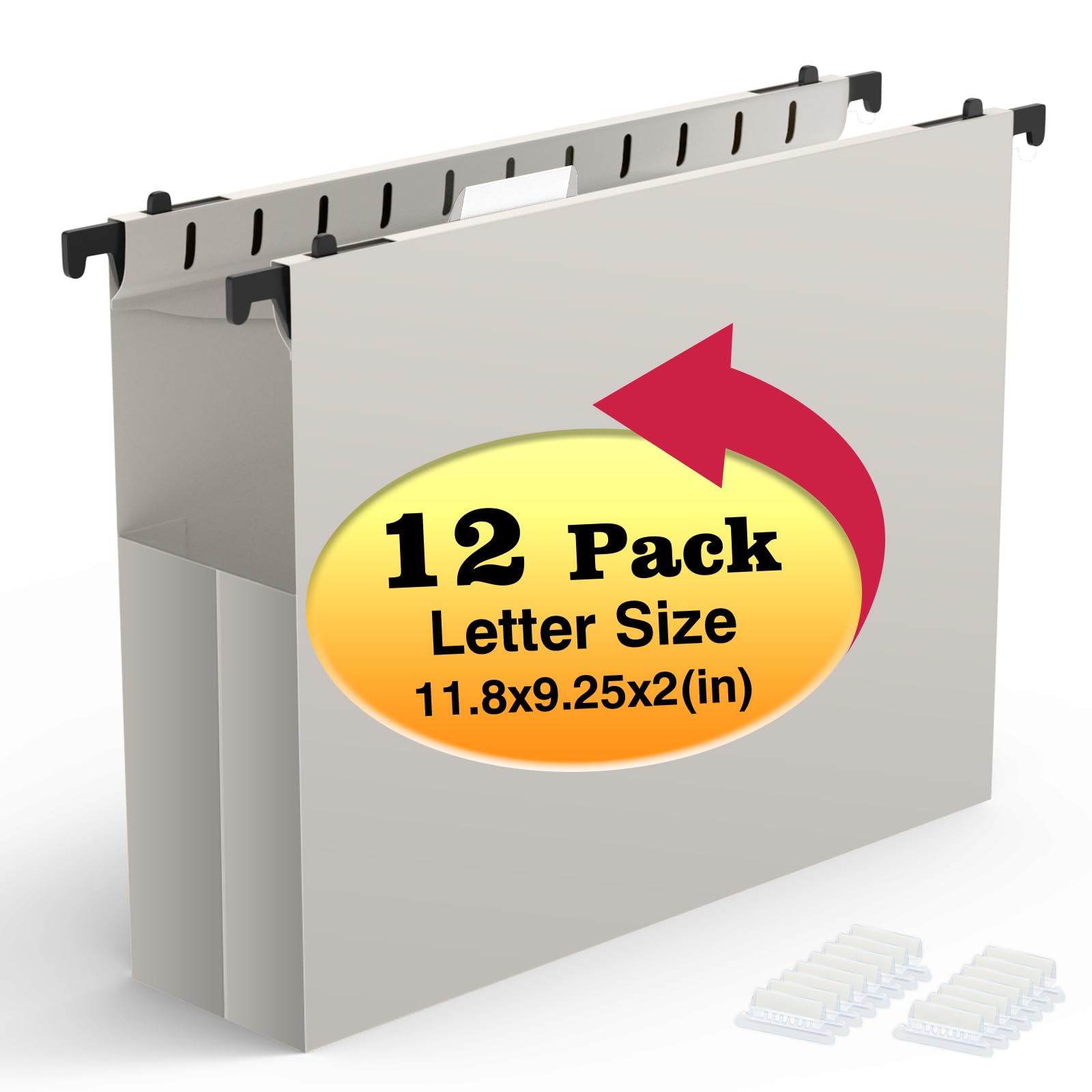 Shutex Cartelle portadocumenti in plastica da appendere, confezione da 12 cartelle rinforzate espandibili formato lettera, tasca a fisarmonica, resistenti, espandibili da 5 cm, organizer rigido da