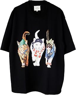 [コリスコ] 猫 犬 プリント Tシャツ 半袖 メンズ レディース ユニセックス かわいい アニマル プリント Tシャツ
