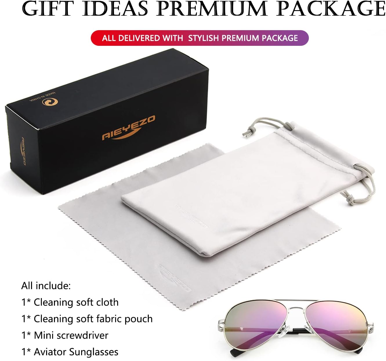 AIEYEZO Classic Aviator Polarized Sunglasses for Men Women Spring Hinge Metal Frame UV400 Protection - Image 7