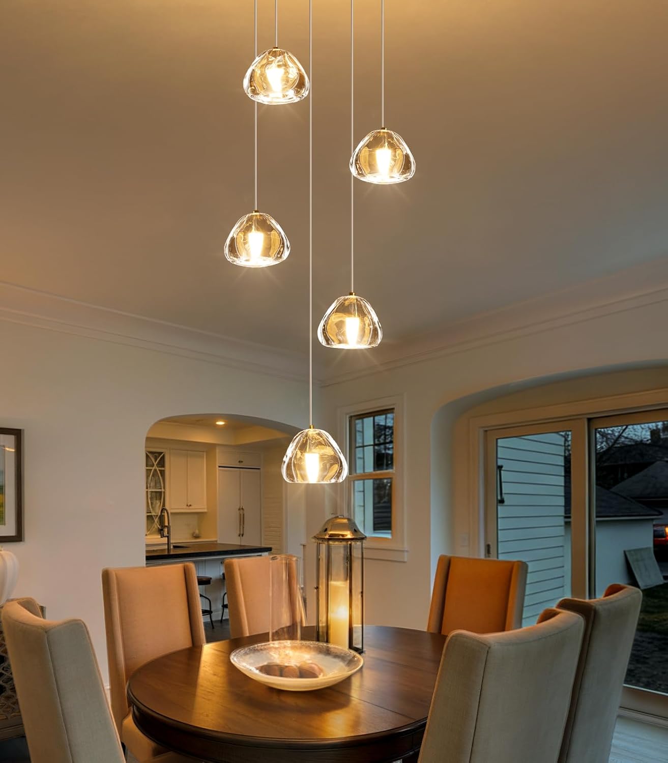 HAIXIANG Modern LED Chandeliers for Dining Room Kitchen Pendant Lights Lighting for Island Dimmable Fixtures Bubble Crystal Floating Chandelier LED Lights Antique Gold
