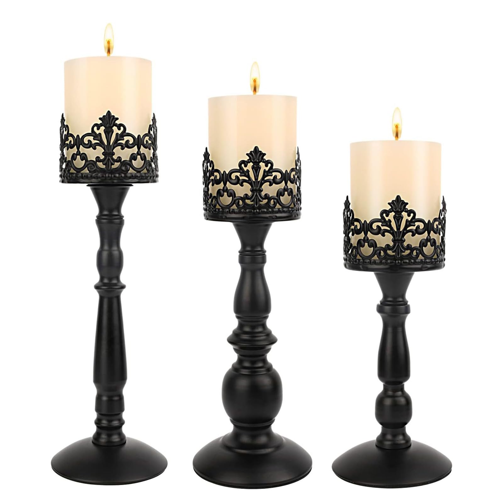 Alcxazs Black Crown Wedding Candle Holder Vintage European Iron Hollow,