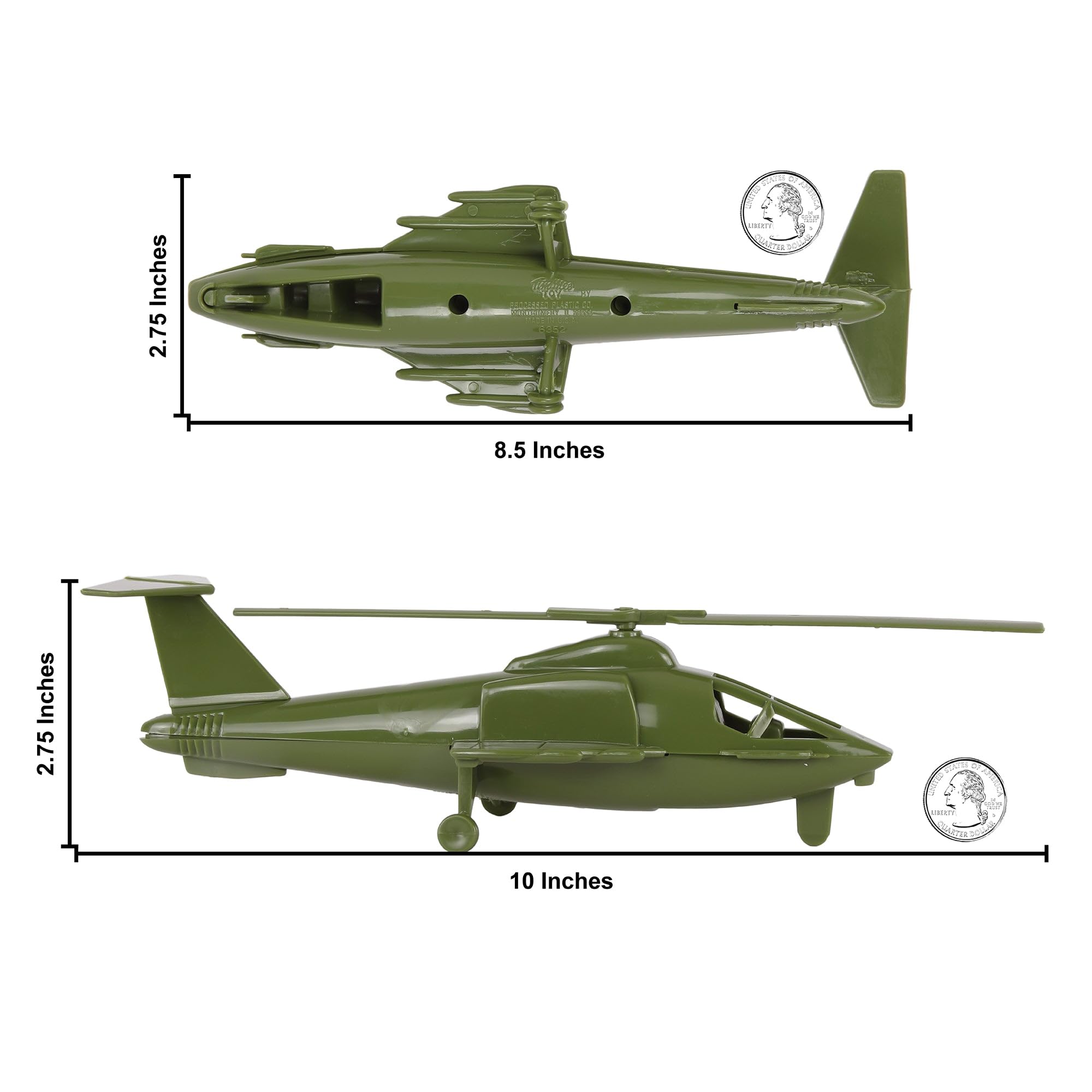 TimMee Air Support Helicopters - 2pc OD Green Plastic Army Men Choppers US Made