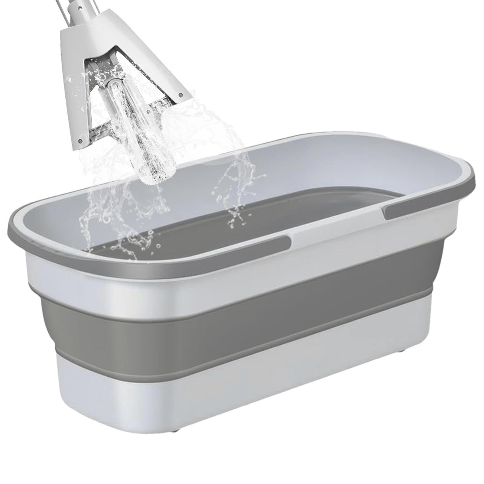 Cubo de fregona | Cubo de fregona plegable - Lavabo con ruedas | Cubo de limpieza rectangular multiusos con 2 asas, 3,17 galones para trapeadores