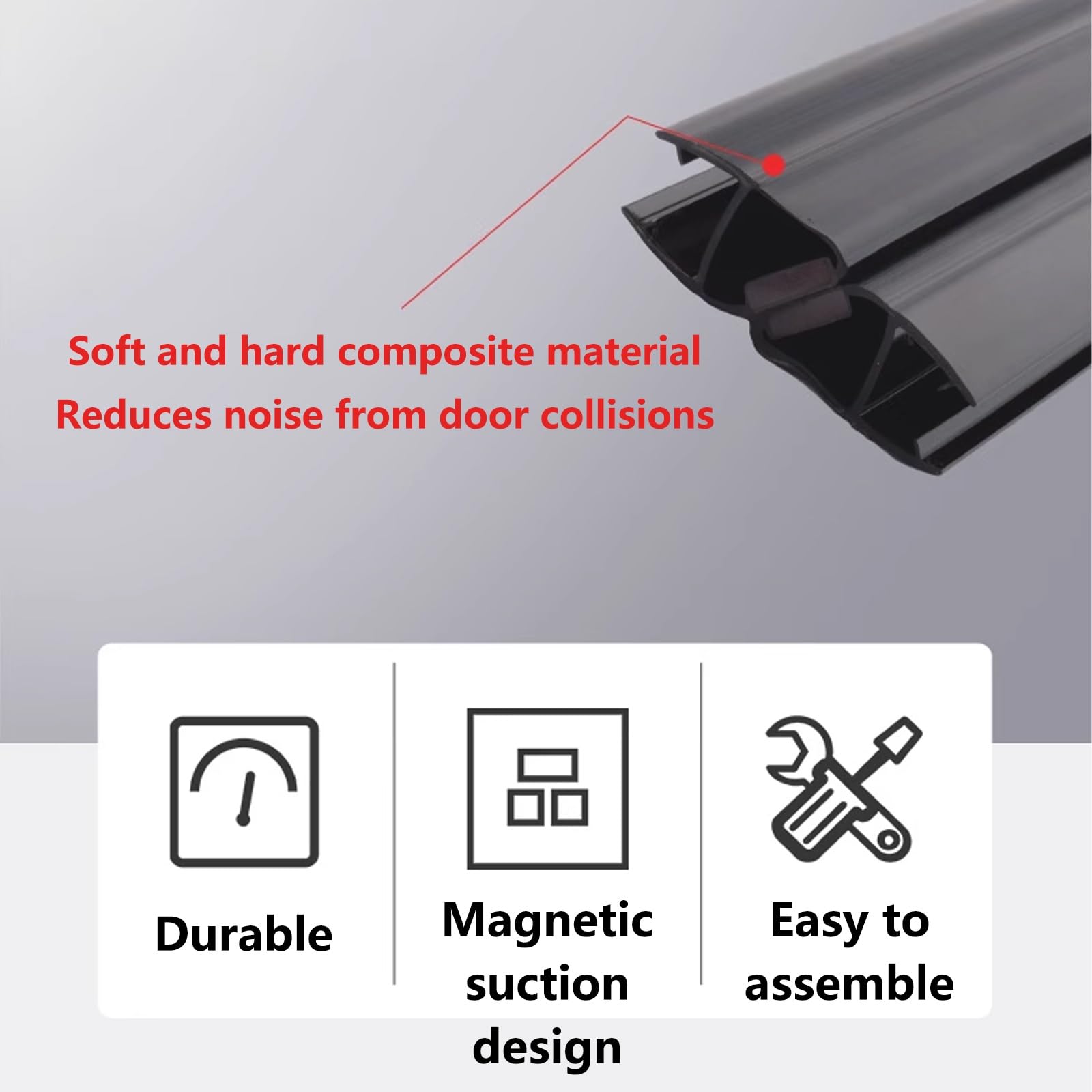 Duschtürdichtung Seitlich Magnet Kann Miteinander Verbunden Werden Geeignet für 8/10 Mm Duschdichtung Gebogen Schwarz 110 Cm Länge aus PVC-Material(A,8mm)