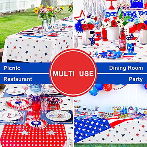 Dwcn July 4Th Holiday Patriotic Tablecloth Square - Waterproof Spillproof Stain Resistant Star Patterned Washable Table Cloth For American Independence Memorial Day, 54 X 54 Inch #TOP6