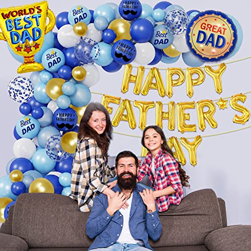 Father's Day Decorations Balloons Kit Includes Best Dad Ever Foil Balloons Banner And Electric Screwdriver Drill Hammer Balloon For Happy Father's Day Party Decoration Supplies (Blue) #TOP5