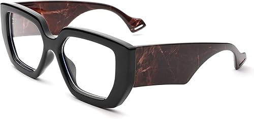 COASION Gafas de luz azul con marco grueso para mujeres y hombres, lindos anteojos cuadrados de gran tamaño para computadora sin receta