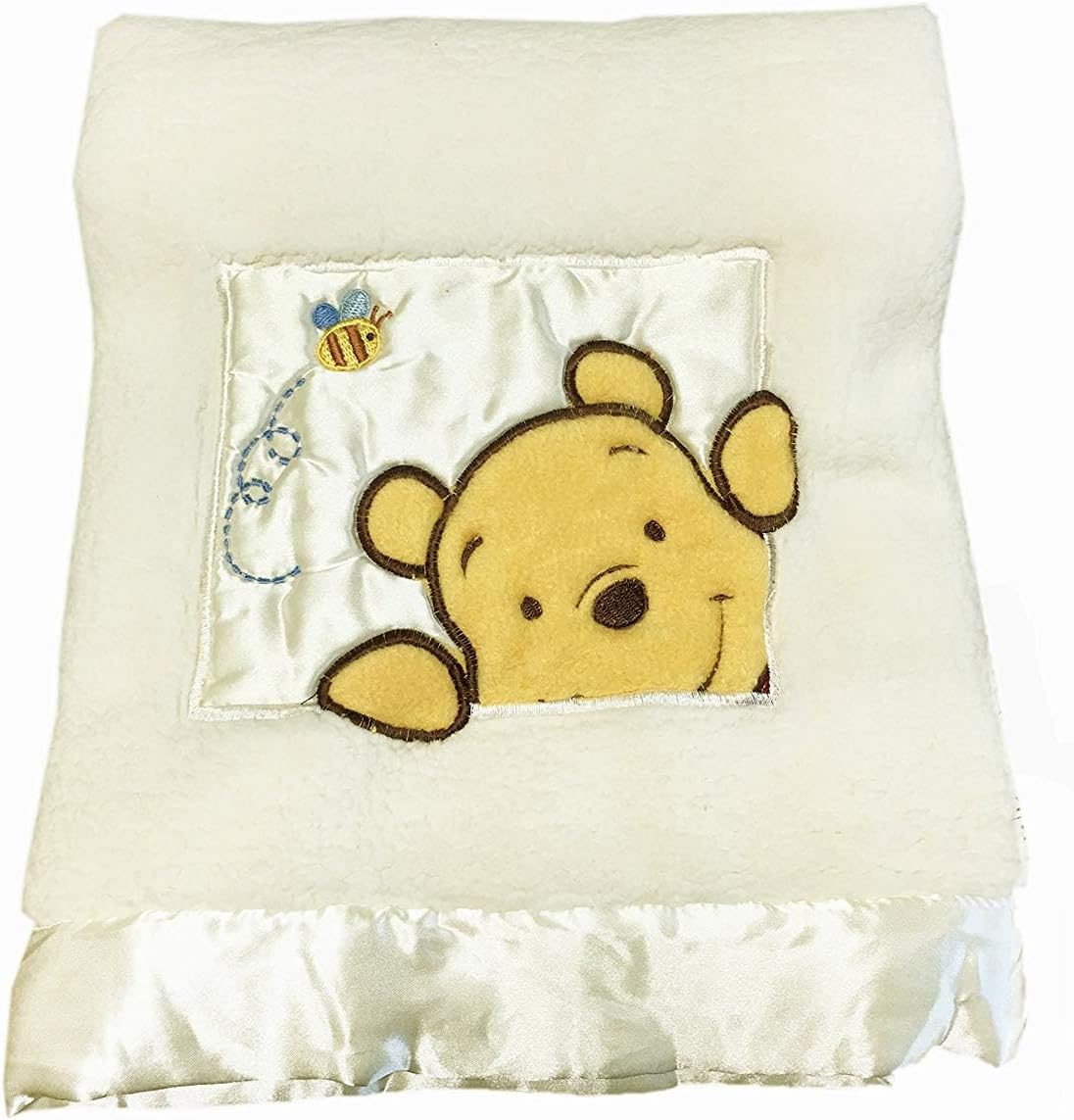 Danica Soft Coral Fleece Baby Blanket, Cute Animal Pattern, 40" X 30" Cozy, Comfortable & Warm (Ivory) Winnie Bear