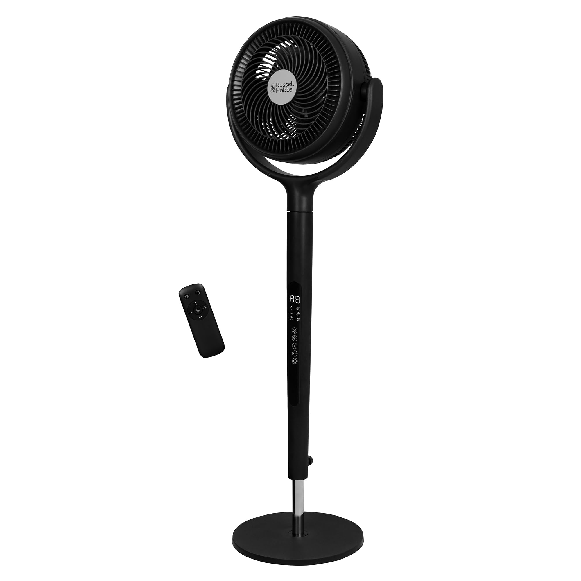Russell Hobbs Russell Hobbs, Charcoal Grey, Pedestal Circulator Fan with Remote Control, 12 Speeds, 130° Oscillation, 12 Hour Timer, for Bedro