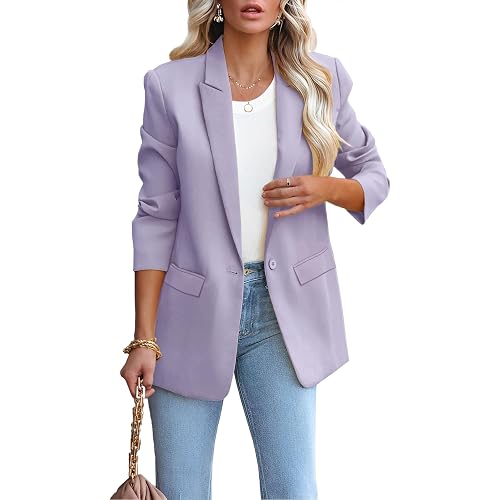Womens Casual Loose Blazers Long Sleeve Pockets Work Office Jacket Blazer