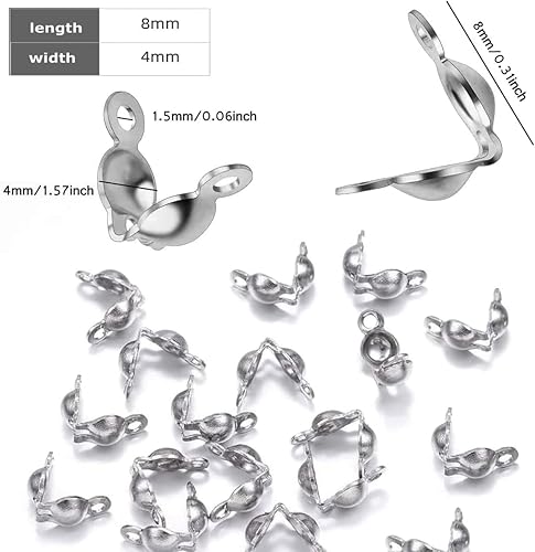 Miniatura 5 de Juego de 800 piezas de accesorios para hacer joyas con 100 piezas de cierre de pinza de langosta, 200 piezas de puntas de cuentas cubiertas de nudo