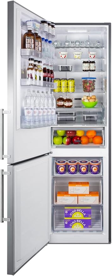 Summit 24" Refrigerator-Freezer, 11.7 cu.ft Capacity, Bottom Freezer, Counter Depth Refrigerator, Stainless Steel - FFBF181ES2LHD (Left Handed Door Swing) on Fridge.com